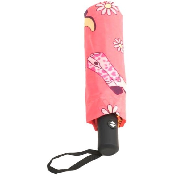 Rainy Skies Womens Pink Floral and Western Printed Foldable Compact Umbrella New - Picture 2 of 8